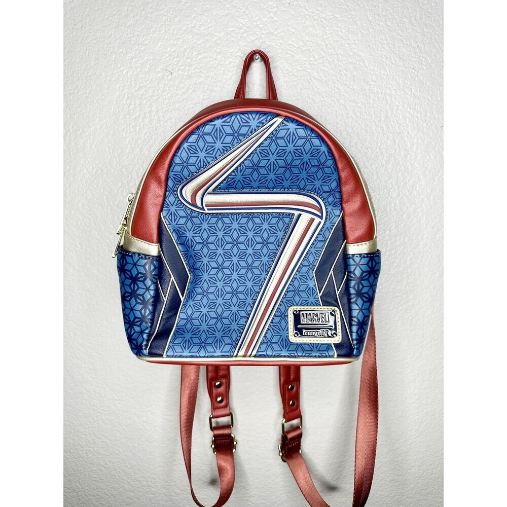 Loungefly Mini Backpack Bag Womens Blue Red Marvel Geometric Faux Leather Disney